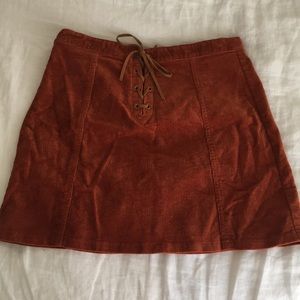 Corduroy lace-up mini skirt